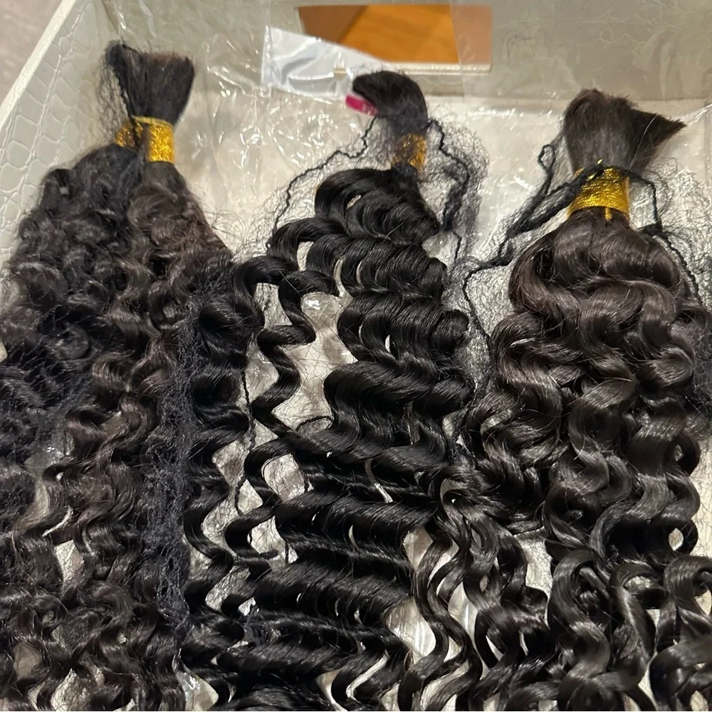 30” 26” 24” Wet & Wavy Water Wave Human Hair Nat Black #1B Braiding 250g #QB8